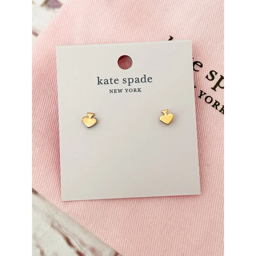 KATE SPADE Rose Gold Heritage Spade Hinged Bangle Bracelet Heart Stud Earrings